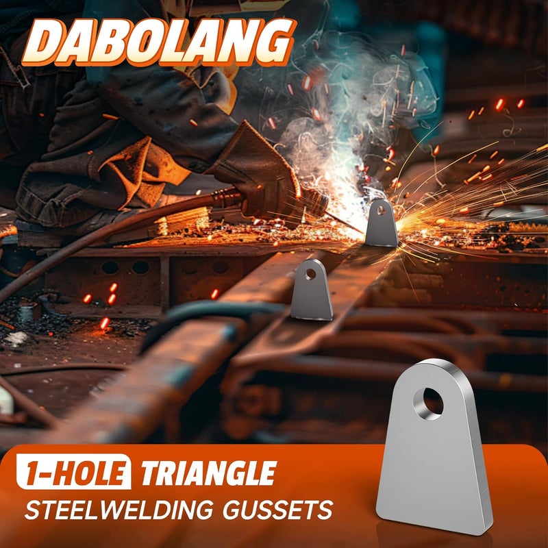 Dabolang 2Pcs Weld on Tabs with 1/2" Holes,Steel Gussets Weld On,Universal Weld on Shock Mount,Weld on Lights Tabs,Weld on Tabs Axle Bracket,Flat Bottom Chassis Weld Tabs for Weld On- 1/5" Thick - Image 5